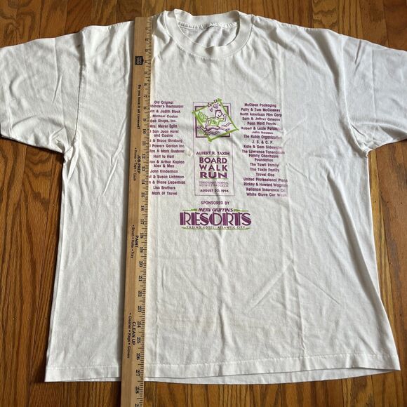 VINTAGE 1994 Atlantic City 5K Boardwalk Run White Single Stitched T-shirt Large - Picture 9 of 12